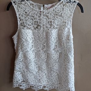 Nanette Lepore White Crochet Lace Tank